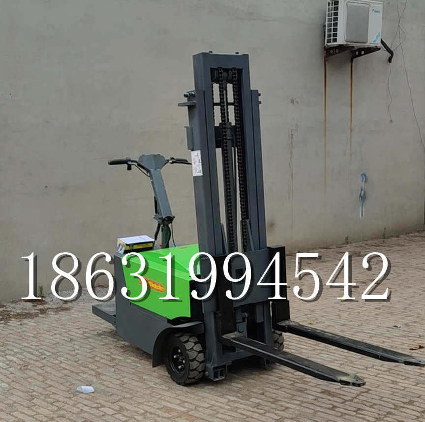 宁乡市优程全电动叉车插腿式堆高车液压装卸车1.5吨升高小型站驾式铲车